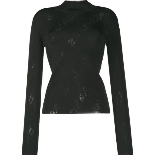  Balenciaga/巴黎世家 女士黑色粘膠纖維針織衫/毛衣 595197 T7166 1000 PLFSX