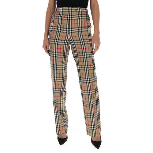BURBERRY/博柏利  巴寶莉女褲 女士米色羊毛時尚格紋休閑褲 80334671
