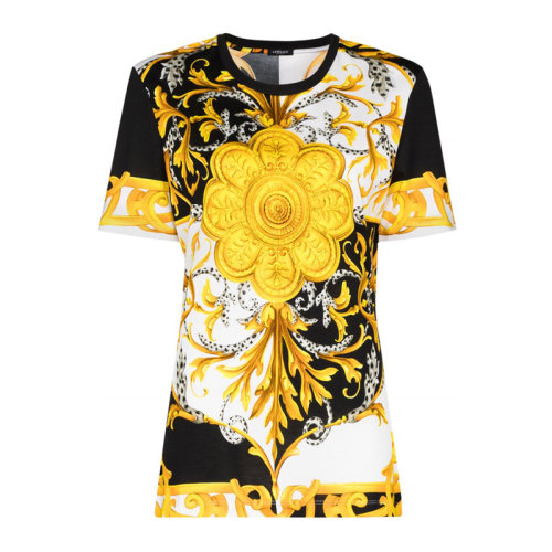 VERSACE/范思哲 女士印花棉質羅紋圓領上衣短袖T恤 A87458-A236028-A7027
