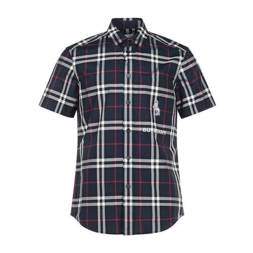  BURBERRY/博柏利 男款棉質質短袖襯衫海軍藍經典格紋 80322501 PLFSX
