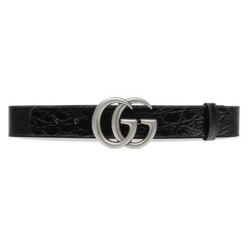  GUCCI古馳 22年秋冬 男士 飾閃亮搭扣GG Marmont系列寬版腰帶 406831 0YA2F 1000