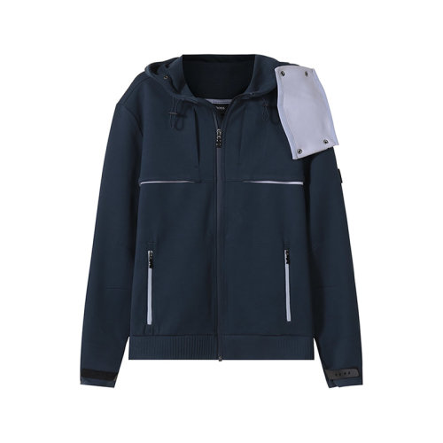 HUGO BOSS/雨果博斯 【22春夏新款】 男士棉質可拆卸面巾連帽拉鏈衛衣開衫運動衫外套 50462013