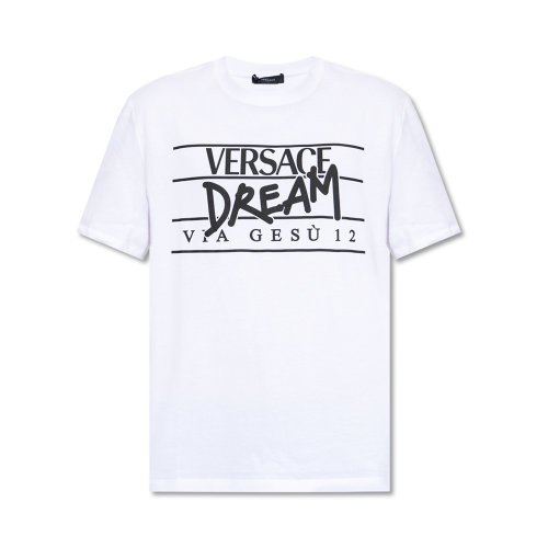 VERSACE/范思哲 男士純色棉質(zhì)字母徽標(biāo)印花圓領(lǐng)短袖上衣T恤 1005783-1A04025 多色可選