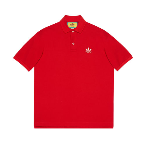 GUCCI/古馳 22年秋冬新款 adidas聯名系列 男士紅色純棉Logo印花短袖Polo衫?700497XJEL06290