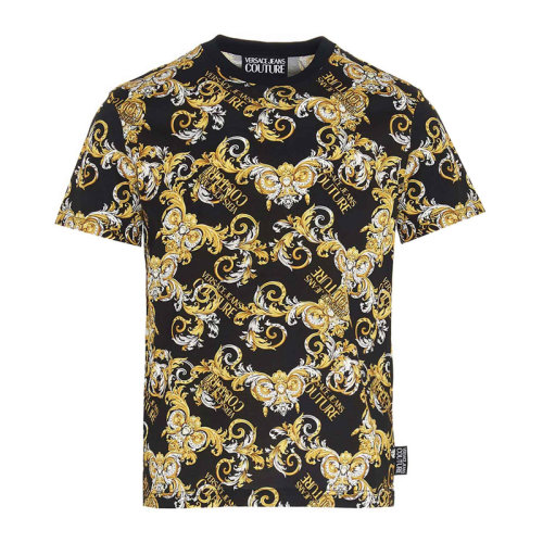 VERSACE JEANS/范思哲牛仔 男士多色拼色棉質印花裝飾圓領短袖上衣T恤 B3GZA7S1-S0831-899