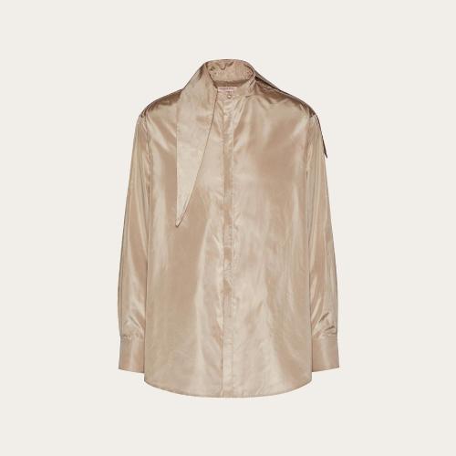  VALENTINO華倫天奴 22年秋冬 男士 長袖襯衫 CHEMISE EN TAFFETAS LA_Vé A_VEC LARGE COL a P