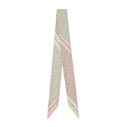 BURBERRY/博柏利 22年早春新款 女士胭紅色桑蠶絲老花印花窄版絲巾80541711