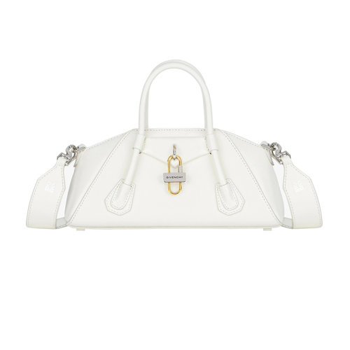 Givenchy/紀梵希 22新款 Antigona Stretch系列 女士迷你象牙白皮革磁性封口拆卸調節肩帶單肩手提斜挎梯形包BB50RHB1NF-105