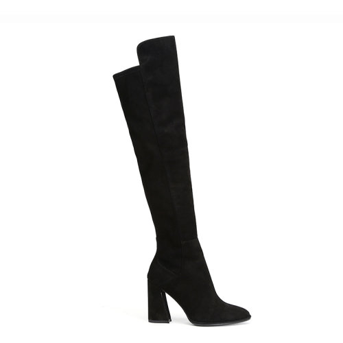 StuartWeitzman/斯圖爾特韋茨曼 女士絨面皮革高跟過膝長靴 ALLHYPED BLACKSUEDE