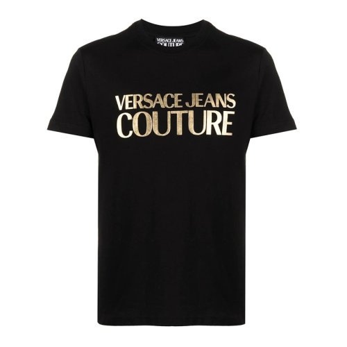  VERSACE JEANS COUTURE 男士黑色棉質短袖T恤 B3GWA7TB 30319 K42 PLFSX