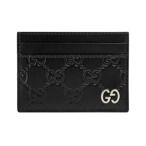 GUCCI/古馳 新款男士雙G黑色Gucci簽名壓花皮革卡包  473927CWC1N1000