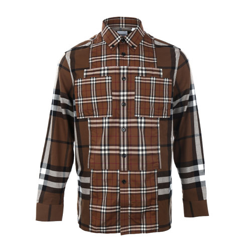 BURBERRY/博柏利22春夏對(duì)比裁片格紋男士長(zhǎng)袖襯衫8050133