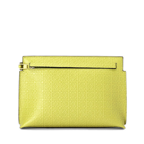 LOEWE/羅意威 22春夏新款Repeat T系列 女士迷你檸檬黃色徽標(biāo)壓紋小牛皮拉鏈手拿包0010642361