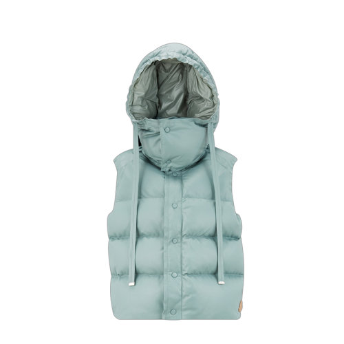 Moncler/蒙克萊 22年秋冬新款 Nouri系列 女士綠灰色無(wú)袖皮革羽絨馬甲H20941A00013MV00781D