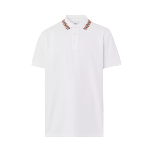 BURBERRY/博柏利 22年春夏新款 男士白色棉混紡標(biāo)識(shí)刺繡衣領(lǐng)標(biāo)志性格紋短袖polo衫80562251
