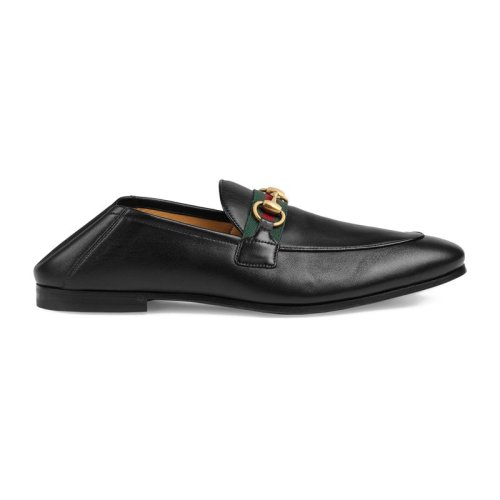 GUCCI/古馳 男士織帶皮革馬銜扣樂福鞋581513DLCC01078