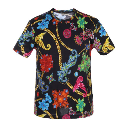 VERSACE/范思哲   男裝 服飾 花朵圖案圓領 男士短袖T恤