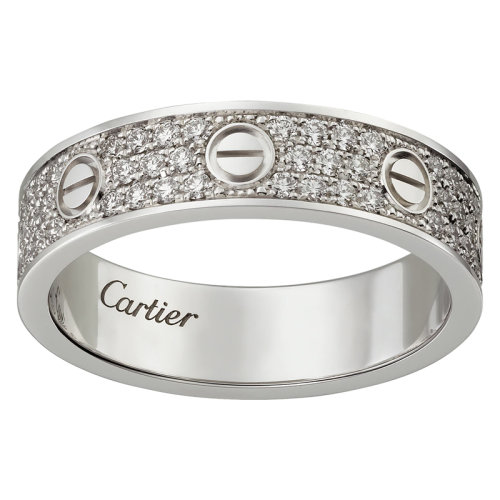 CARTIER/卡地亞 經典款ALLIANCE LOVE 18K金白金鉆石滿鉆鑲嵌88顆鉆石B4083400