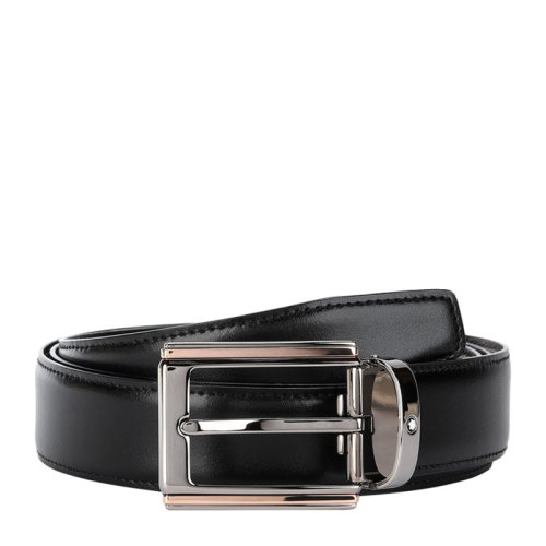 MontBlanc/萬寶龍 男士經(jīng)典時尚商務(wù)休閑黑色針扣式牛皮腰帶皮帶 118428