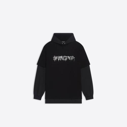  BALENCIAGA巴黎世家 22年春夏 男士 衛(wèi)衣 Slime 雙料長(zhǎng)袖連帽T恤 681029TLVF11069