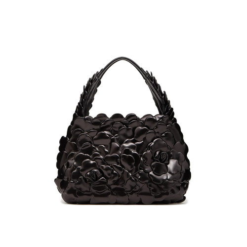 Valentino/華倫天奴  Hobo Atelier系列 女士小號(hào)黑色03玫瑰色納帕版斜挎手提單肩包VW2B0I57JBZ0NO
