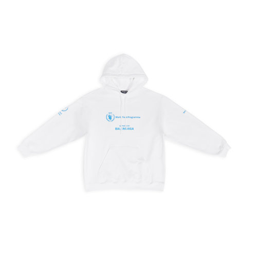Balenciaga/巴黎世家 22年秋冬新款 WFP系列 男士白色純棉中重抓絨藝術畫印花連帽衫衛衣600583TMVL19086