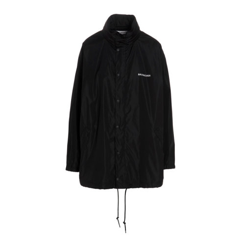 Balenciaga/巴黎世家 女士黑色聚酰胺經典字母徽標印花裝飾抽繩下擺長袖上衣外套夾克 661857-TJOB9-1000