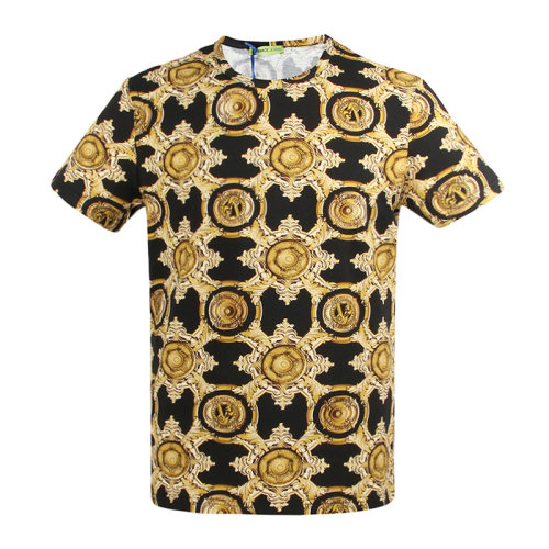 VERSACE JEANS/范思哲牛仔 男士拼色經(jīng)典巴洛克印花裝飾圓領(lǐng)短袖上衣T恤 B3GNA7S0-17876-899