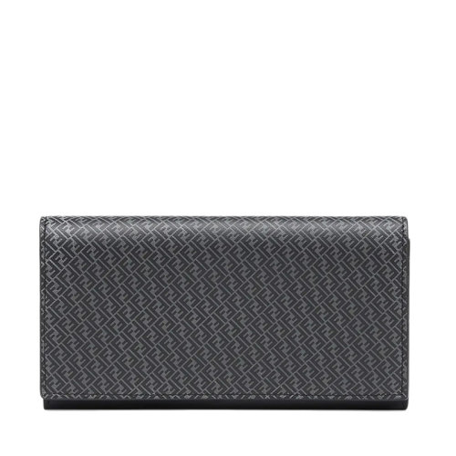FENDI/芬迪  CONTINENTAL系列 男士黑色灰色FF圖案印花長款錢包7M0264AGLPF0L6B