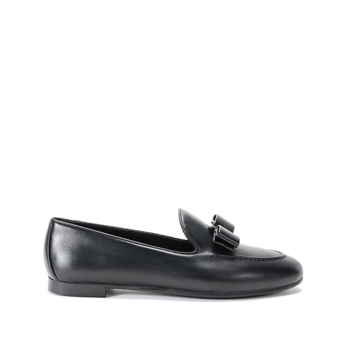 Salvatore Ferragamo/菲拉格慕  女士LESLEY系列羊皮VARA蝴蝶結莫卡辛鞋單鞋平底鞋 0724677