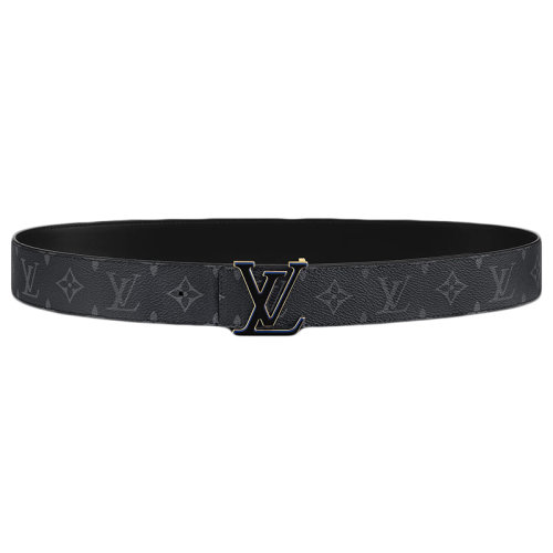 Louis Vuitton/路易威登 男士黑色小牛皮和Monogram Eclipse帆布3D搭扣雙面腰帶40毫米M0341V