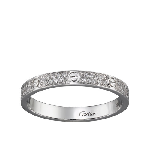 CARTIER/卡地亞 經(jīng)典款LOVE 18K金白金鉆石戒指 鑲嵌72顆鉆石 小號(hào)款 B4218200
