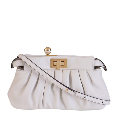 FENDI/芬迪 女士米白色時(shí)尚街拍單肩包斜挎包手拿包女包 8BP118-ADBL-F0L10