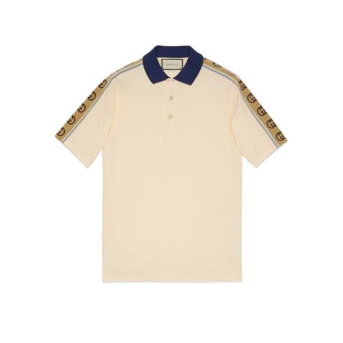 GUCCI古馳 22年秋冬 男士 飾互扣式G條紋Polo衫 598949 XJB0Q 9247