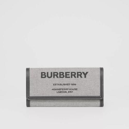  BURBERRY 22年秋冬 女士 Horseferry 印花棉質帆布長款錢夾 80443491 預定商品1-3周發貨