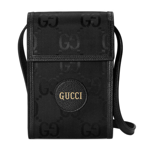 GUCCI/古馳 Off the Grid系列 黑色再生材質雙G花紋尼迷你包625599 H9HAN 1000