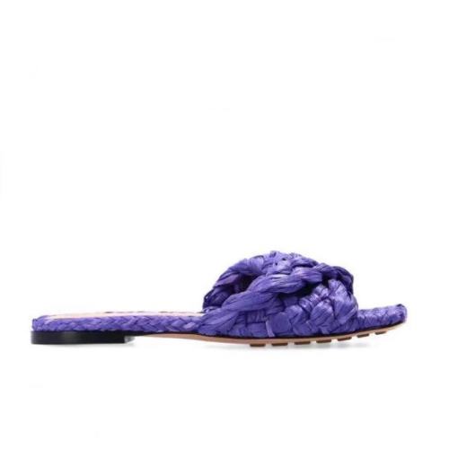 Bottega Veneta/葆蝶帶扭結(jié)Intrecciato編織酒椰葉纖維飾帶女士平底涼拖652860 V0GM0 5176【主推】 女鞋