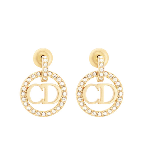 DIOR/迪奧 22新款CLAIR D LUNE系列 女士金色飾面金屬銀色調仿水晶裝飾圈形掛墜耳環E1911CDLCY_D03S