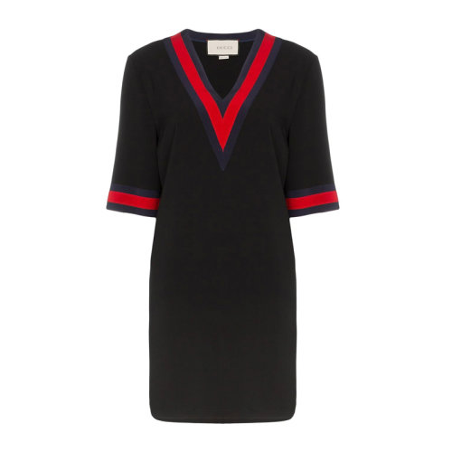 Gucci 古馳  女士人造絲廓形V領(lǐng)時(shí)尚短袖T恤