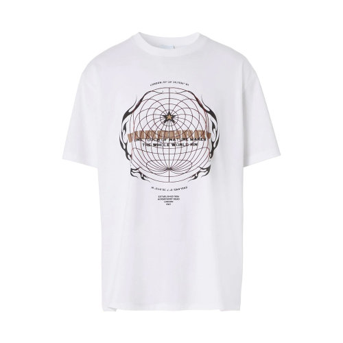 BURBERRY/博柏利 男士白色棉質圖案印花logo短袖T恤 8049457