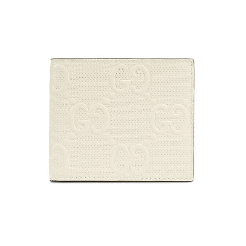 GUCCI/古馳 男士GG embossé白色壓花GG皮革對折錢包 6451541W3AN9022