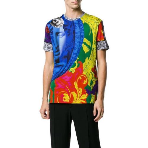 VERSACE/范思哲 男士拼色棉質短袖T恤 A77276A228675 A707 PLFSX