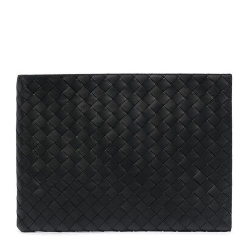 Bottega Veneta/葆蝶家 男士棕色皮革經典編織拉鏈開合錢包錢夾手拿包男包 607479-VCPQ5-2125
