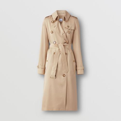  BURBERRY 22年秋冬 女士 肯辛頓版型絲質 Trench 風衣 80552891