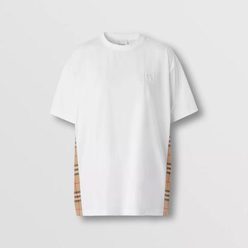  BURBERRY 22年秋冬 女士 格紋裁片棉質寬松 T 恤衫 80615531