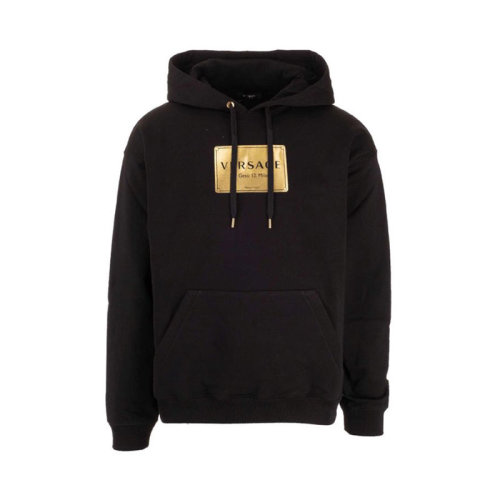 VERSACE/范思哲  男裝 時尚簡約 男士黑色棉質(zhì)連帽衛(wèi)衣 A87450A-0A232781-1008