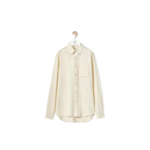  LOEWE羅意威 22年秋冬 男士 長袖襯衫 Anagram pocket shirt in cotton H526Y05W89-2370