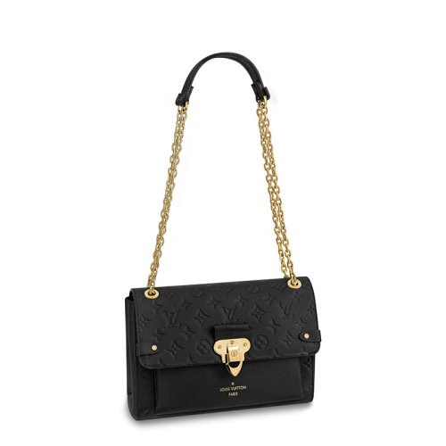Louis Vuitton/路易威登 22春夏新款Vavin系列 女士小號黑色老花壓花牛皮革金扣金鏈翻蓋開合單肩斜挎鏈條包M44151