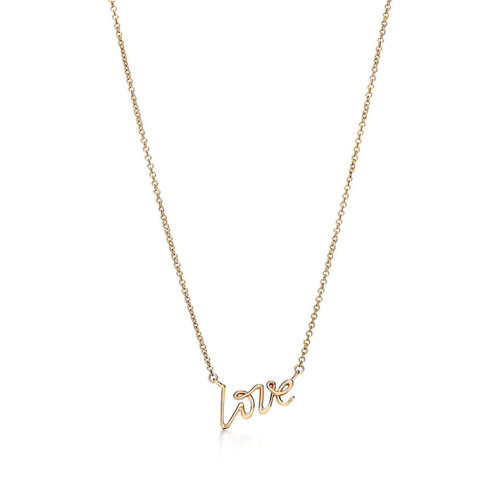 Tiffany & Co./蒂芙尼  Paloma's Graffiti 系列18K金LOVE簽名吊墜項鏈 68153360