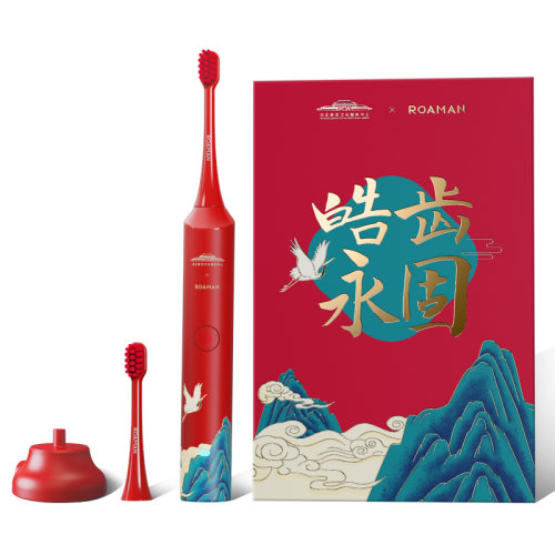 ROAMAN/羅曼 （皓齒永固）成人情侶聲波牙刷 軟毛刷頭無線感應式充電防水凈白潔齒智能定時紅色 G07紅色電動牙刷